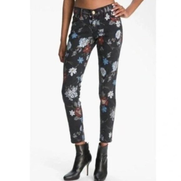 Current/Elliott The Stiletto Skinny Jeans in in Black Wildflower- Sz. 26 - Picture 1 of 12